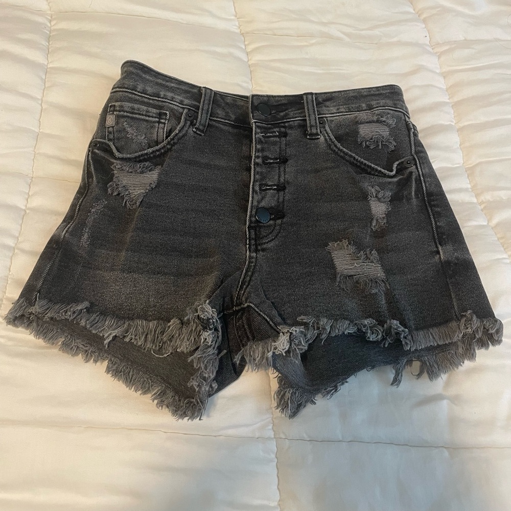 JUST USA Washed Black Denim Shorts